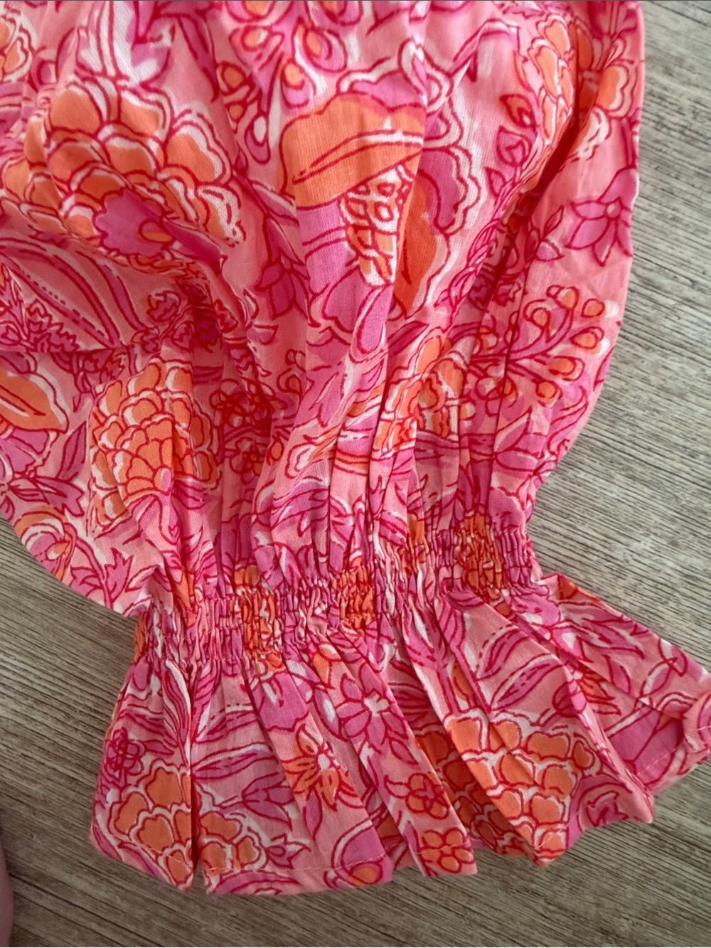 Millie Pink & Orange Floral Ruffle Tie Blouse - Picture 3 of 4